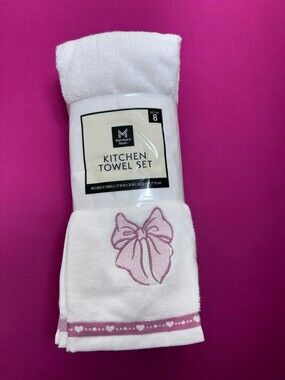 Member’s Mark Kitchen Towel Set 8 Pack Bow Hearts 17x28 Cotton Valentine